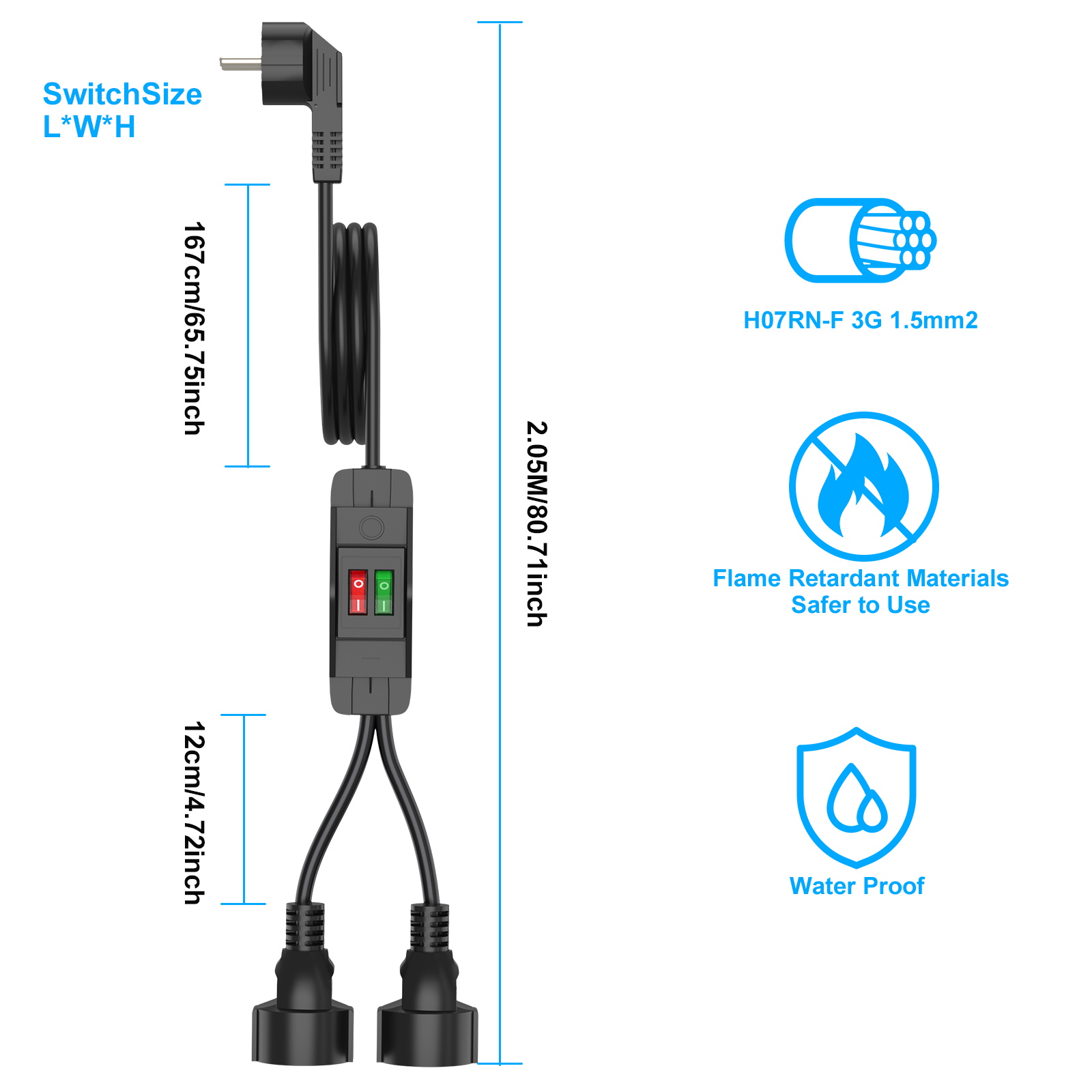 EU 플러그 40cm/2m 연장 코드 듀얼 소켓 400 - Outdoor Power Extension 리뷰 및 가격