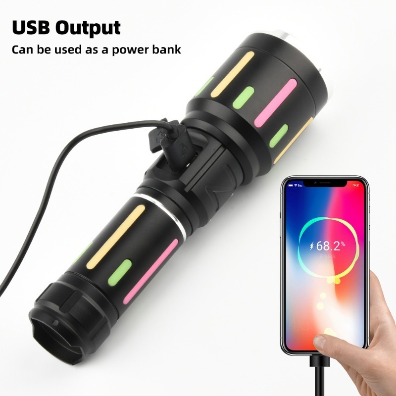 고출력 백색광 형광 손전등 충전식 줌 가능 장거리 토치 - Outdoor Power For Lights 리뷰 및 가격