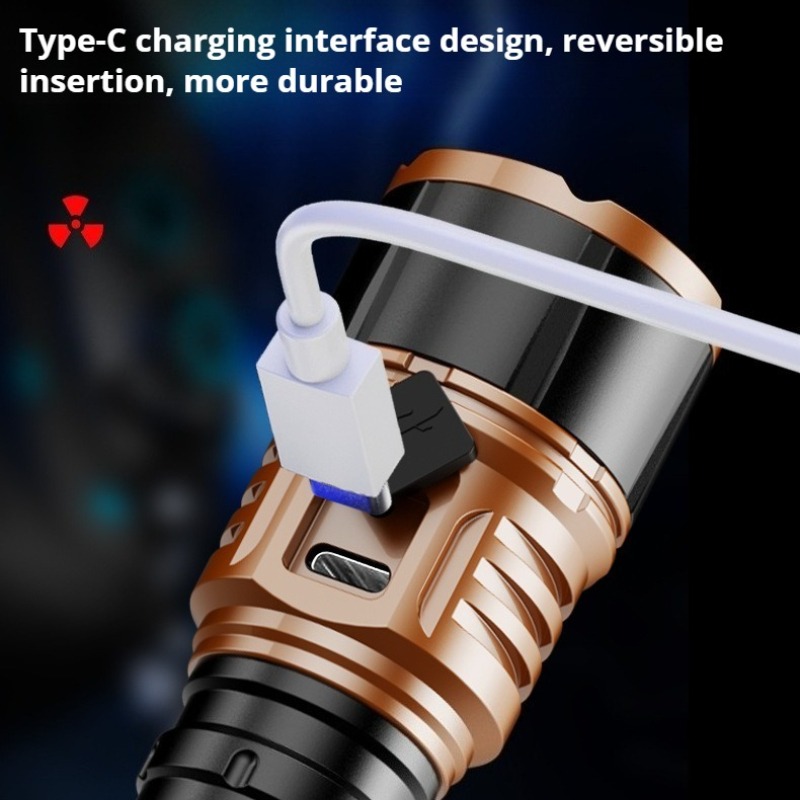 강력한 조명 고출력 LED 손전등 타입-C 충전 방수  - Outdoor Power For Lights 리뷰 및 가격